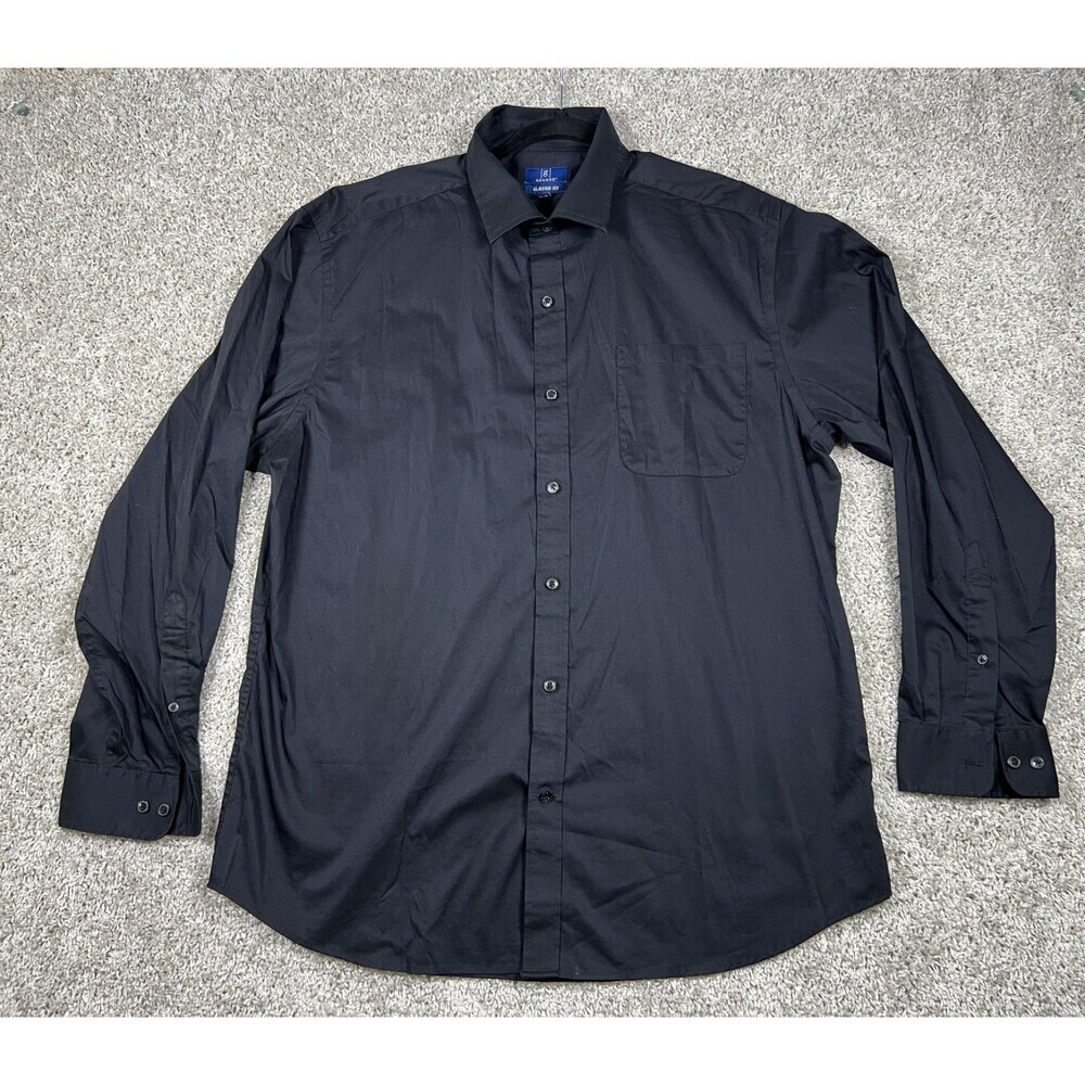 George Black Dress Shirt XL 46-48 Classic Fit Button Down Stretch Cotton